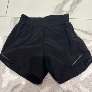 4 inch high rise Lululemon Hottie Hot lined shorts in excellent condition.